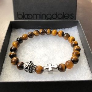 Men’s Skull & Cross Tiger’s Eye Beaded Bracelet